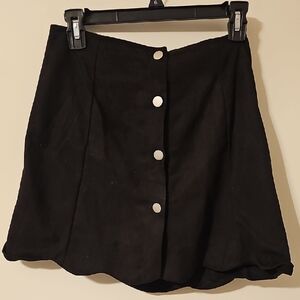 Black Button-Front A-Line Skirt